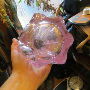 Pink Art Glass Vase scalloped top, 10+&quot; Tall