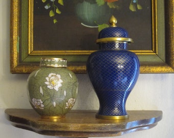 Vintage Brass Lidded Urn Enamel Painted Finish Ginger Jar, Pick One
