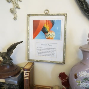 Balloonist Prayer. Framed Hot Air balloon.