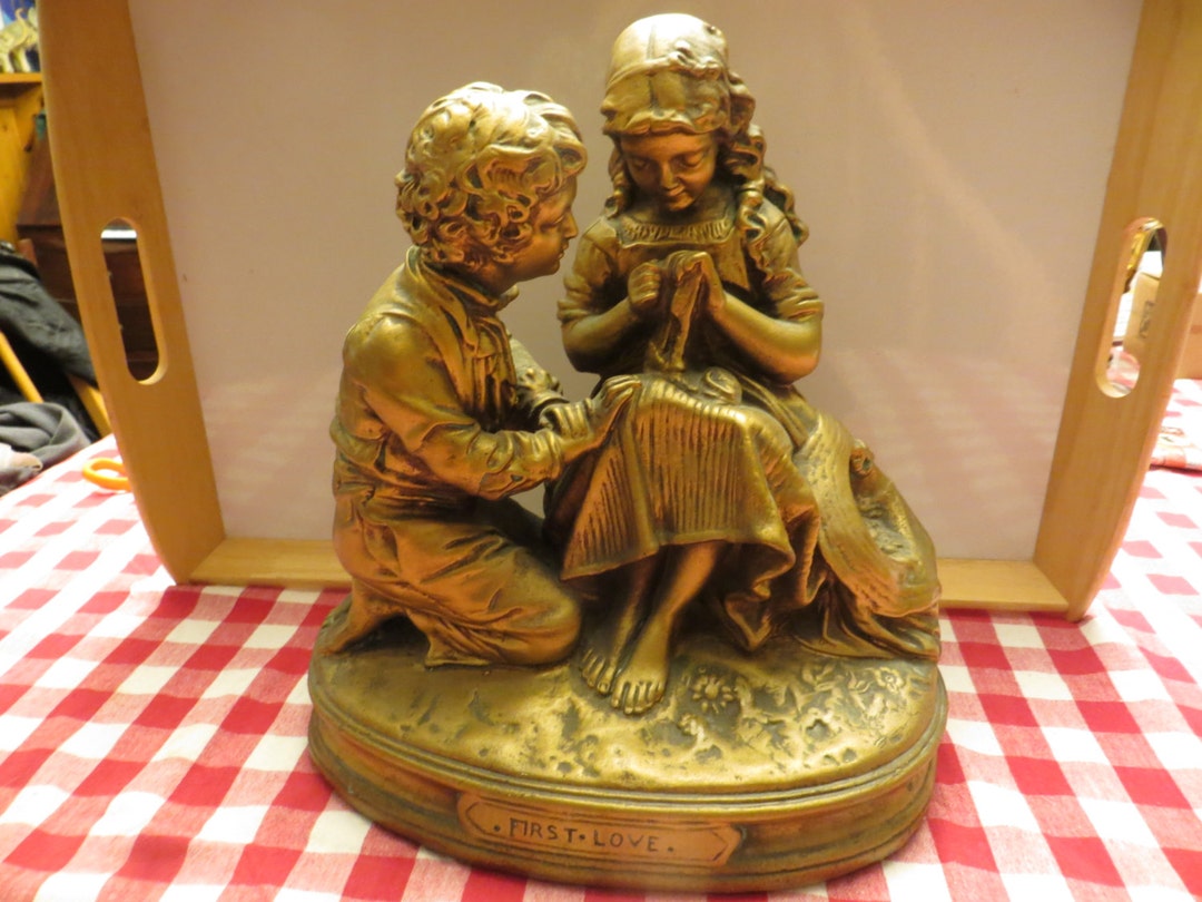 Vintage Large Boy & Girl First Love Statue Sculpture, Please Read