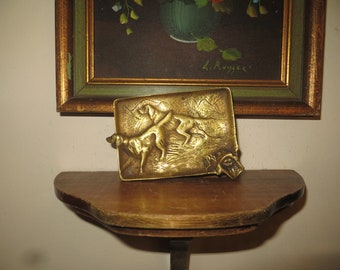 Antique Bronze Brass English Irish Setters Dog Ash Tray, Please Read Description