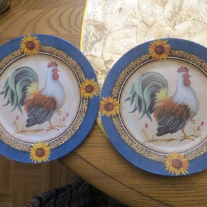 Rooster Plate, Vintage 8&quot; Hand Painted Chicken Dish