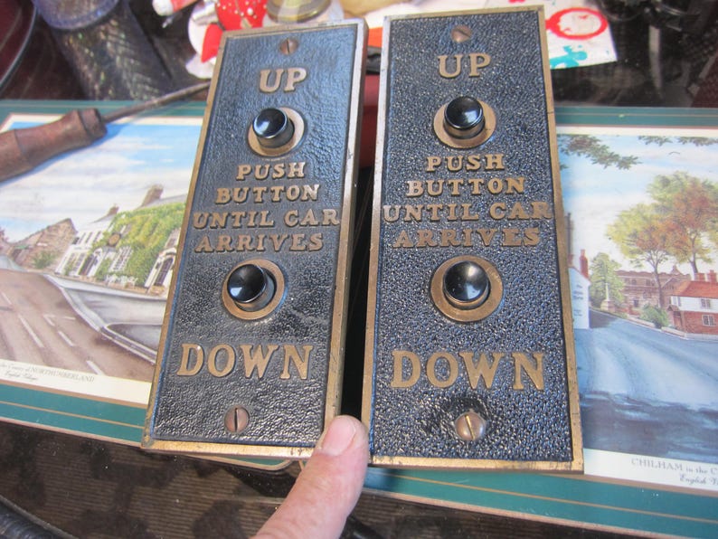 Pair 1920s Elevator Solid Cast Bronze Wall-mount Car or Cab Signal ...