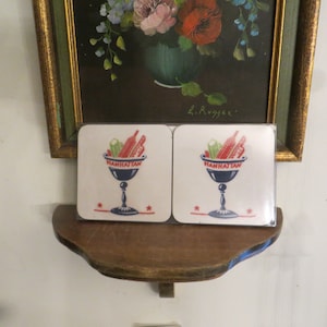 4 Manhattan Cocktail Coasters, Vintage