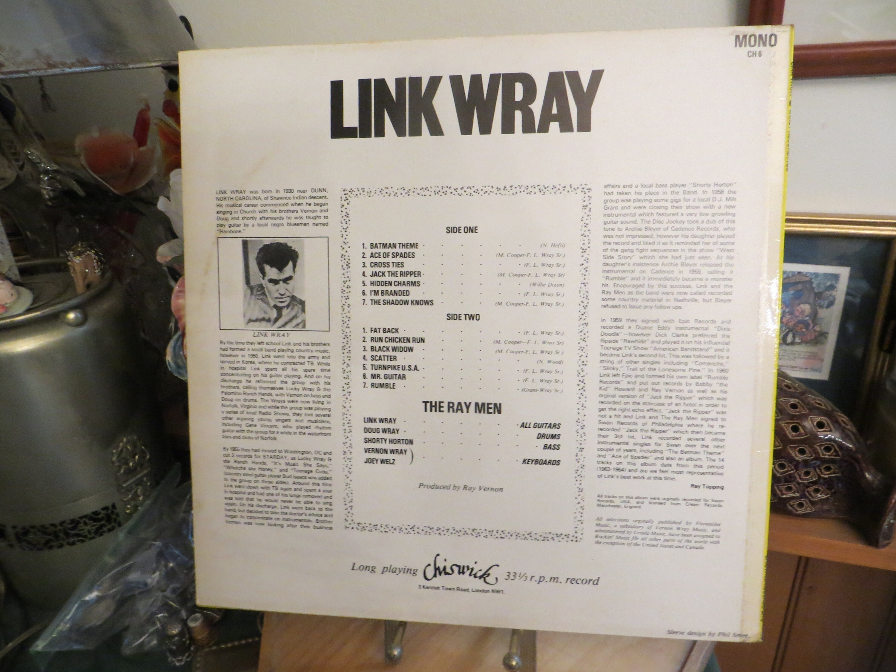 Link Wray Early Recordings, Chiswick Records LP Record Vinyl