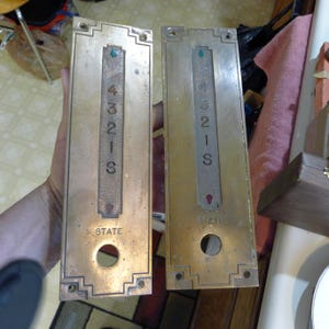 Rare Paired Set of (2) Antique Elevator Co. Bronze Indicator Panels. Please Read Description