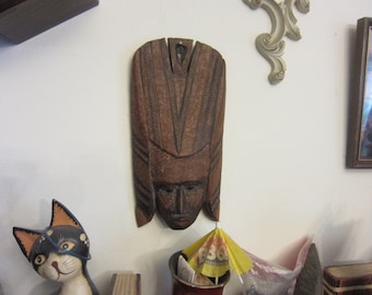 Máscara tribal, máscara de pared africana, máscara de madera tallada, decoración de pared, lea la descripción