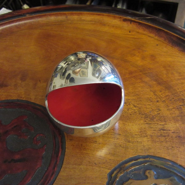 Smile Ashtray in Silverplate and Red Enamel from Carl Cohr, 1950s