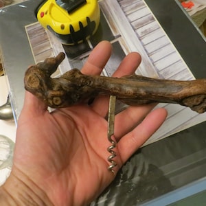 Corkscrew, Vintage Caves Carnot Collectible, bottle opener puller, wine vintage bar, driftwood handle