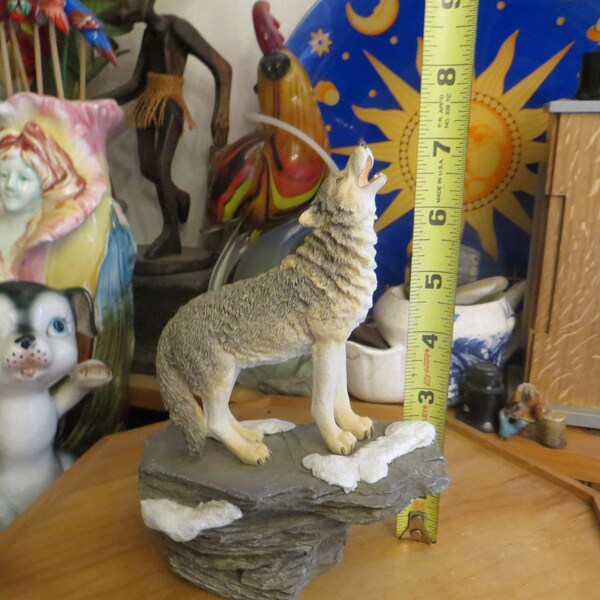 Howling Wolf Figurine on Base