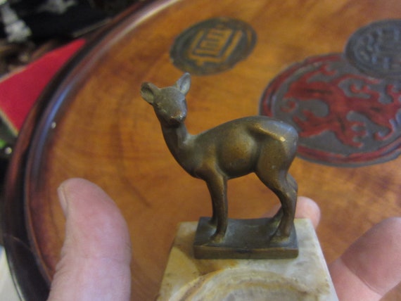 Antique Fawn Deer Doe Cold Painted Pin Tray - image 8