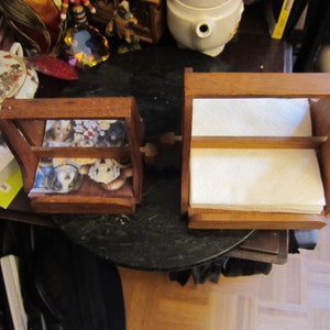 Napkin holders, farm country decor, signed, vintage, handcrafted wood