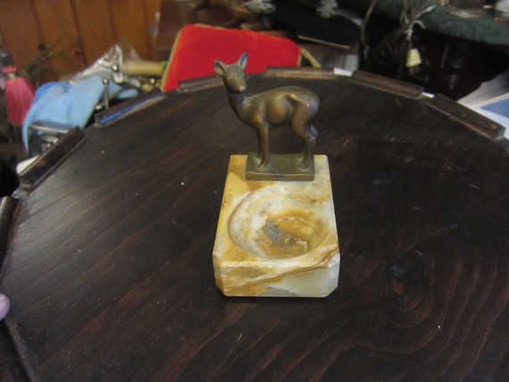 Antique Fawn Deer Doe Cold Painted Pin Tray - image 10
