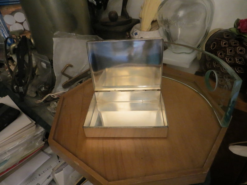 Old Silver Plated Trinket Box w weaved top vintage