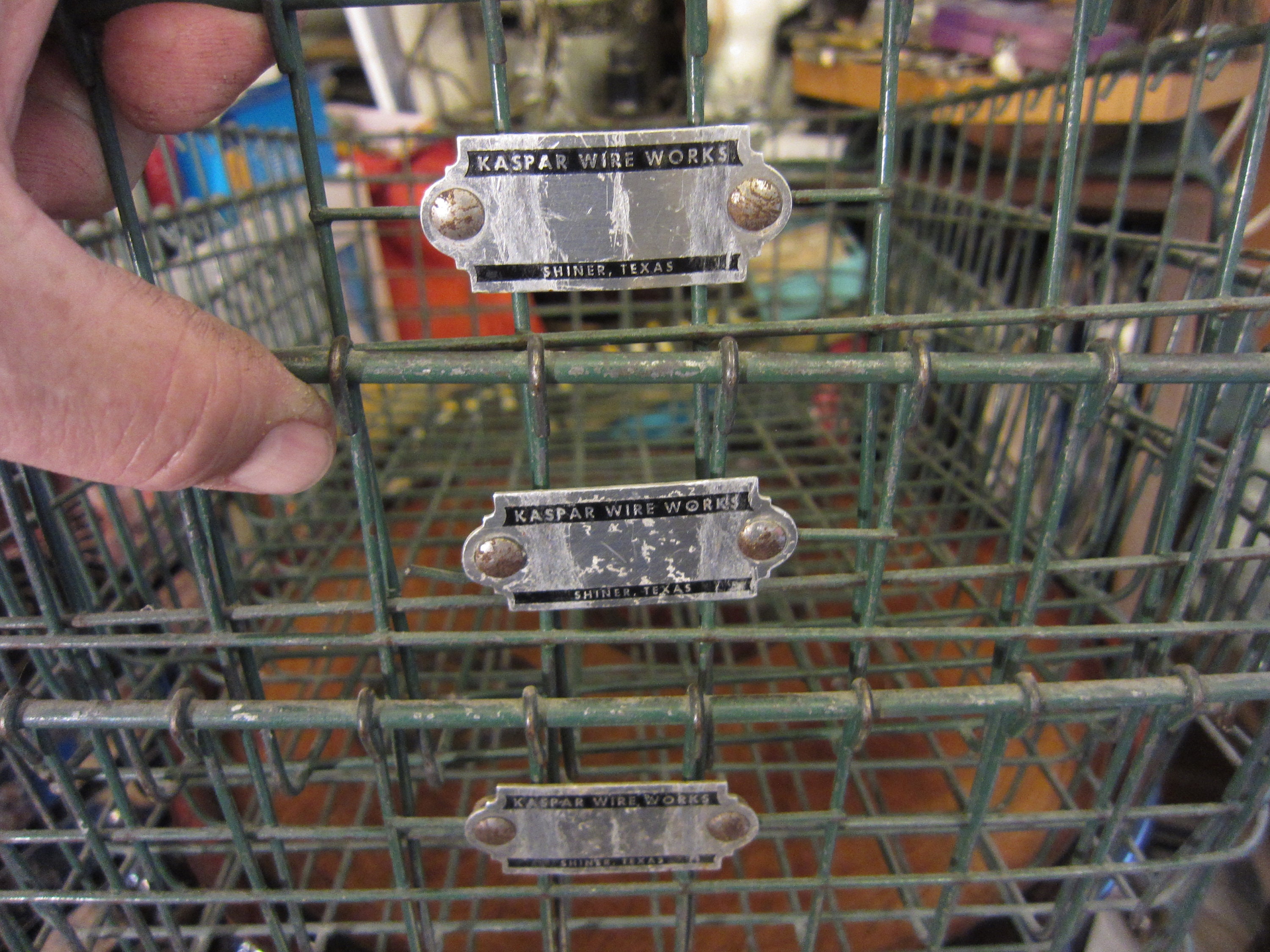 Vintage Kasper Wire Works Metal Storage Wire Locker Basket, Shiner