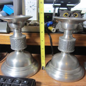 Pair Pewter Candle Holders, Hand Made - Norway