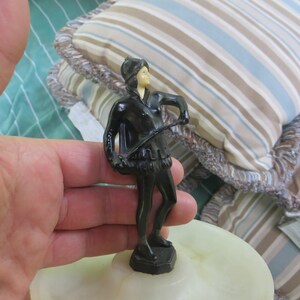 Art Deco Female Spelter Sculpture and Onyx Marble Catchall