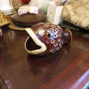 Fish shaped ceramic pottery Signed Yavnuta x-02