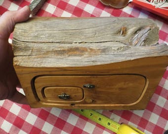 Vintage Jewelry Box, one of a kind, hand made from a tree