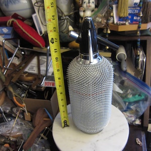 Mesh Covered Seltzer Bottle - Mid-century modern barware
