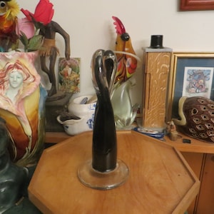 Abstract Art Glass Statue. Vintage Hand Blown Sculpture, Signed & Dated