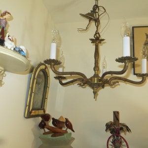 Antique Vintage  Metal Chandelier Hanging Light.