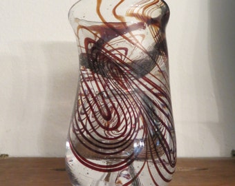 Art Glass Shot Glass Hand blown w/ Swirls, Please Read Description
