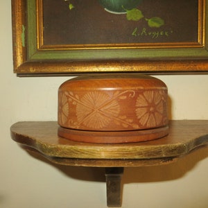 Vintage wood carved bowl, office decor, desk storage