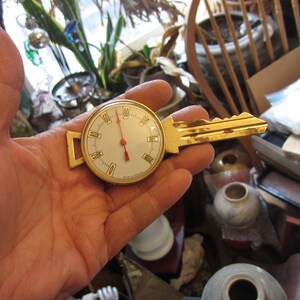 Desk Thermometer Brass Key Shape Made in France, Vintage