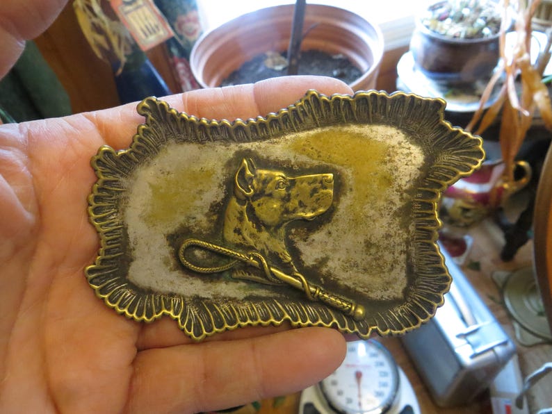 Vintage Dog Trinket Dish K-9 Ring Tray w free ship.