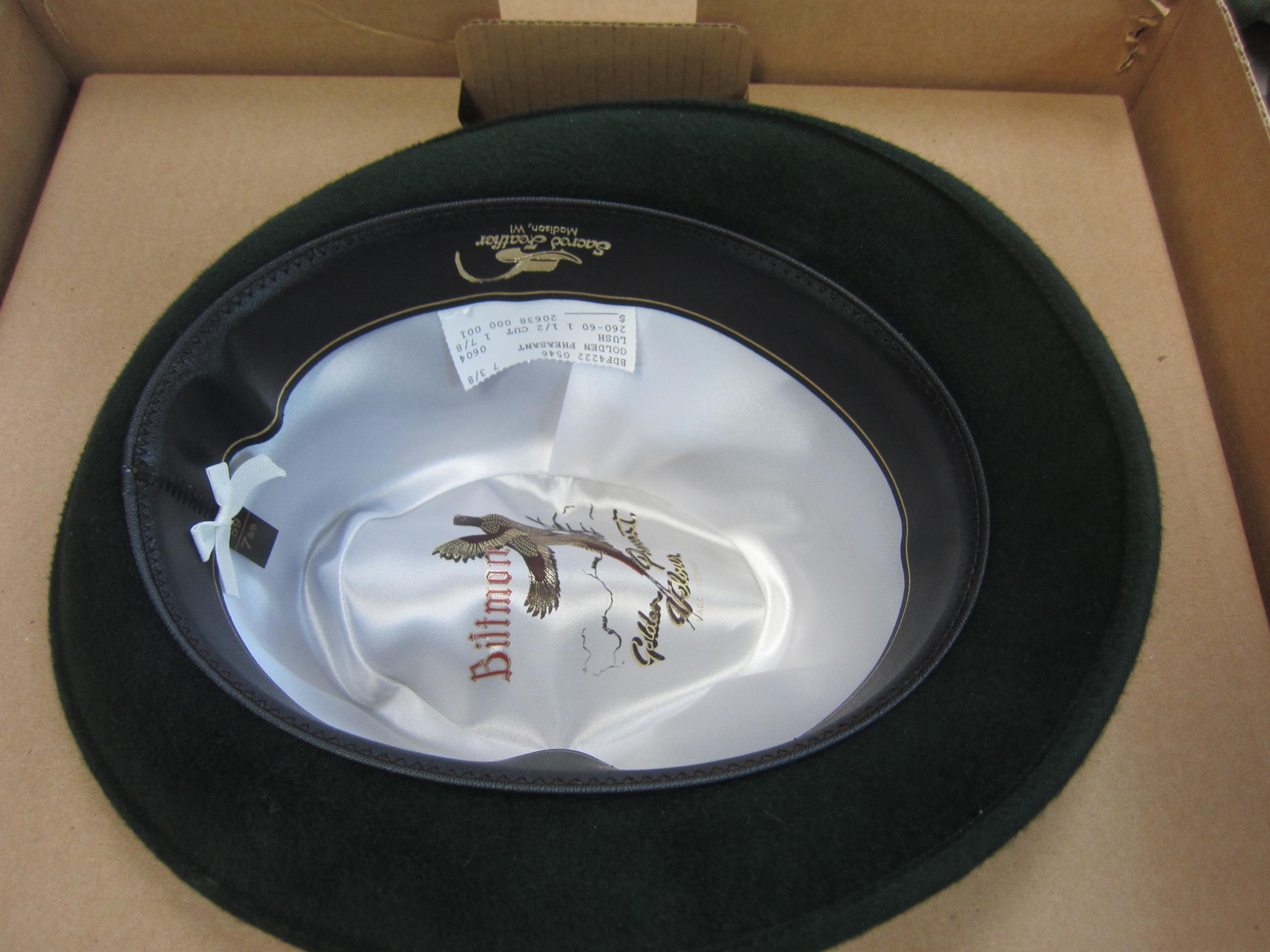Biltmore Vintage Black Velour finish Fur Felt Hat Golden Pheasant Fedora Classic Biltmore Vintage Fedora Hat Golden Pheasant Velour Green  main image 2