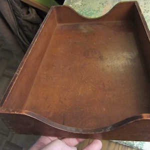 Vintage Antique Office Letter File Box Desk Paper Organizer Tray Wood Box