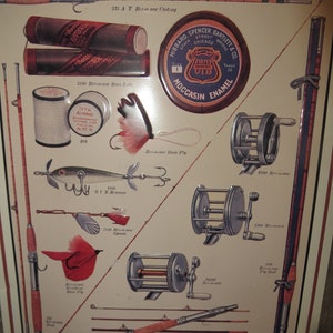 Tin Litho Sign Parker Fishing Supply Co. Lures Rods & Reels
