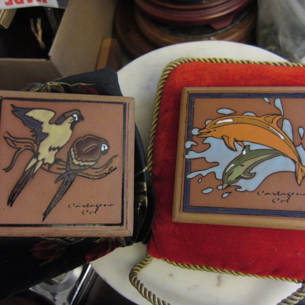 Dolphins Parrots, Pottery Coasters, Dolphin, Parrot, Cork Backs, Pick One