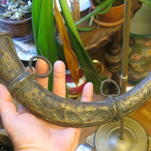 Antique powder horn, powder flask