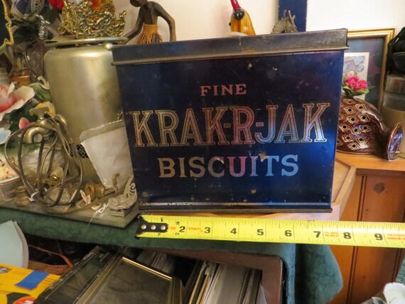 Antique KRAK-R-JAX Biscuits Tin Box Union Biscuit Company St