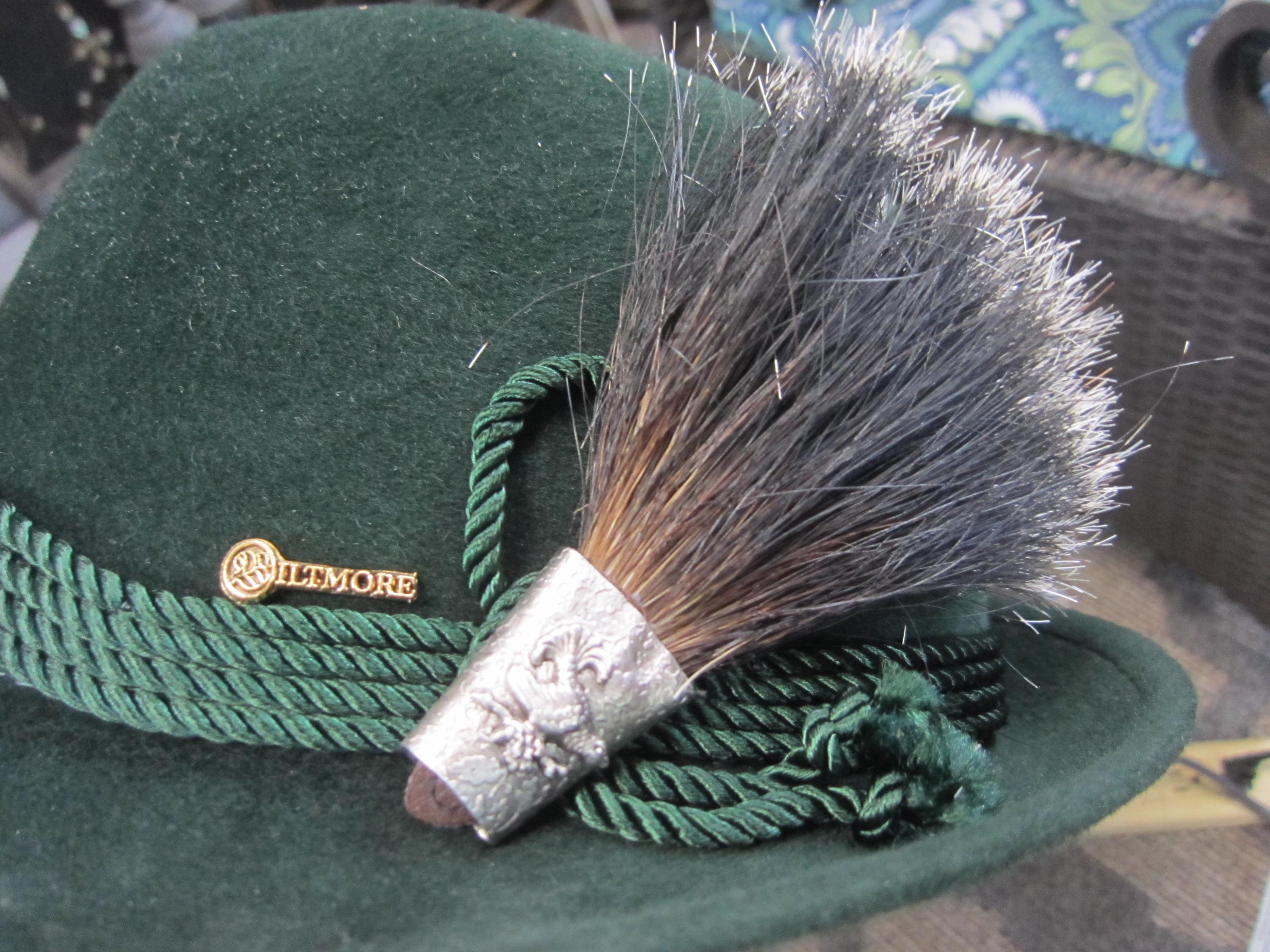 Biltmore Vintage Fedora Hat Golden Pheasant Velour Green 