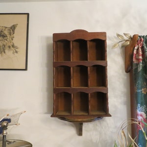 Vintage Wood Wall Cupboard, Shadow Box Hanging Shelf Art, Furniture