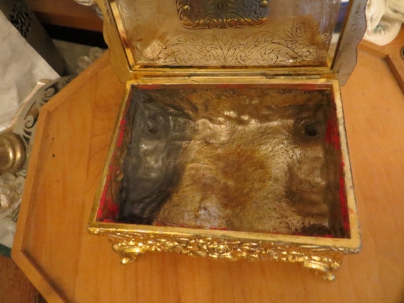 Music Jewelry Box, Japan, Sankyo, old gold metal … - image 5