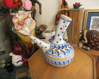 Vintage Talavera Decorative Vase Vessel, Signed S. Timoneda