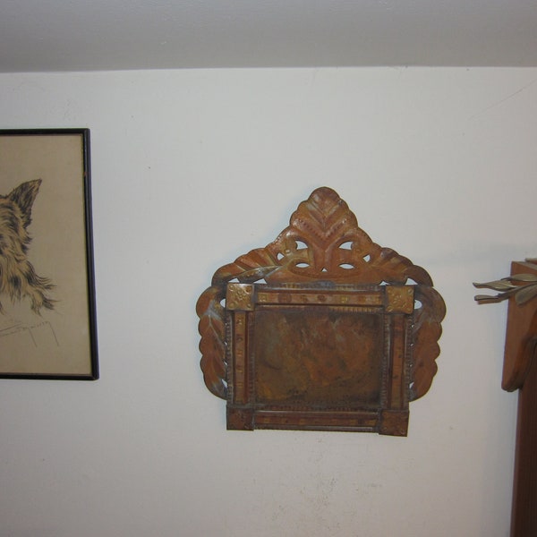 Old Metal Shadow Box, wall hanger, vintage, distressed