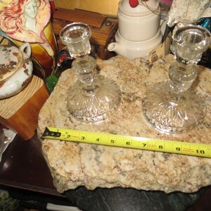 Pair of glass candlesticks, vintage candle holders