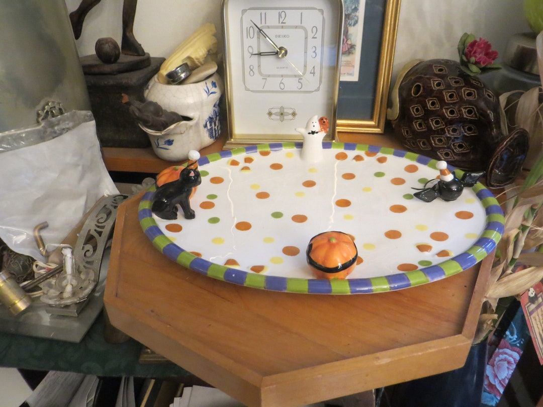 Halloween Serving Dish Platter Art Vintage Hand Made Etsy UK