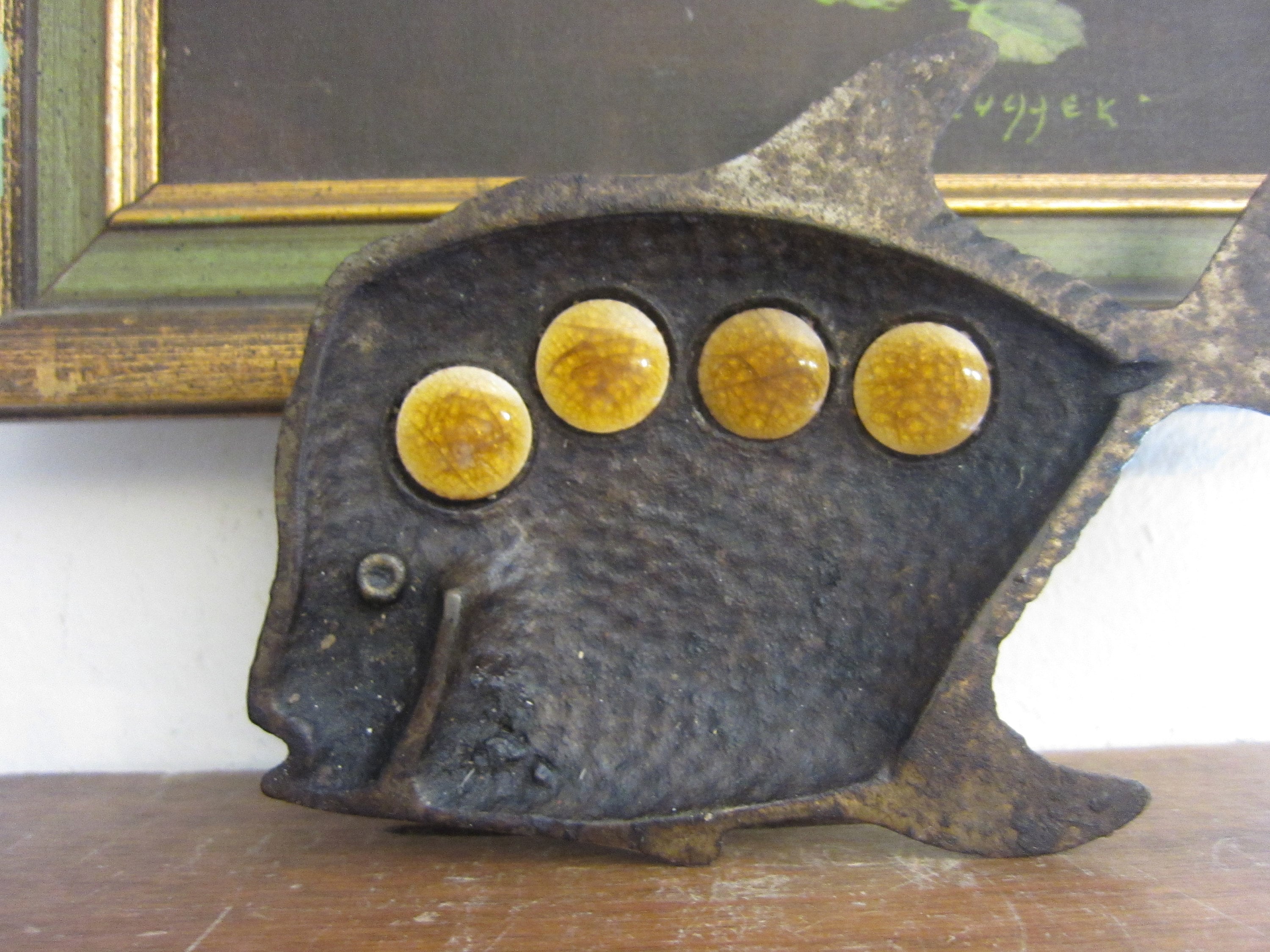 Vintage Cast Iron Japanese Fish Dish, Tray Ashtray Trinket