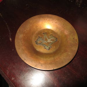 Trinket dish bronze or brass copper wash letter A