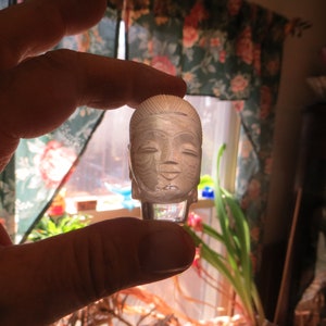 Vintage Miniature Buddha Head Figurine, Glass