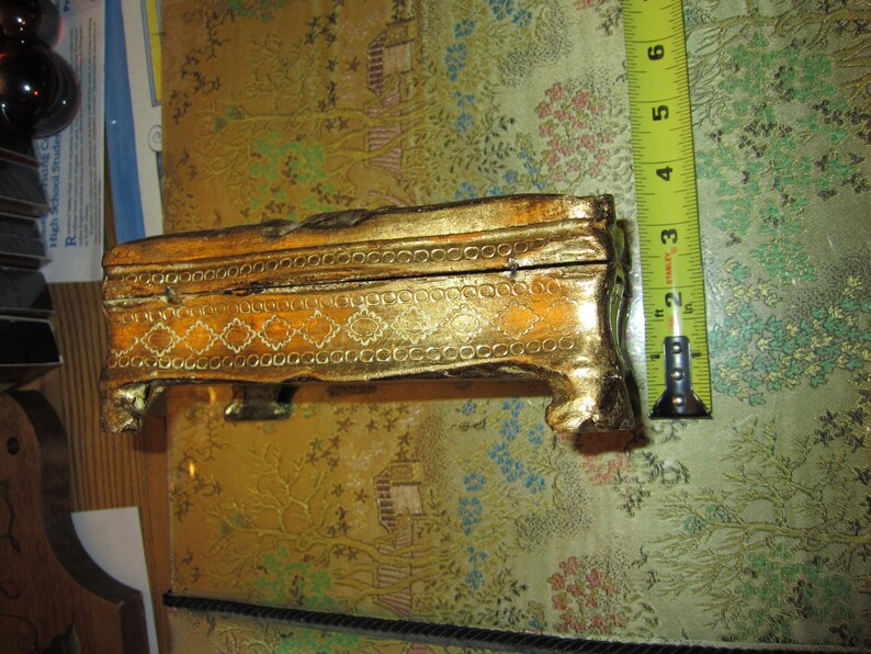 Carved Wood Jewelry Trinket Box vintage w free ship