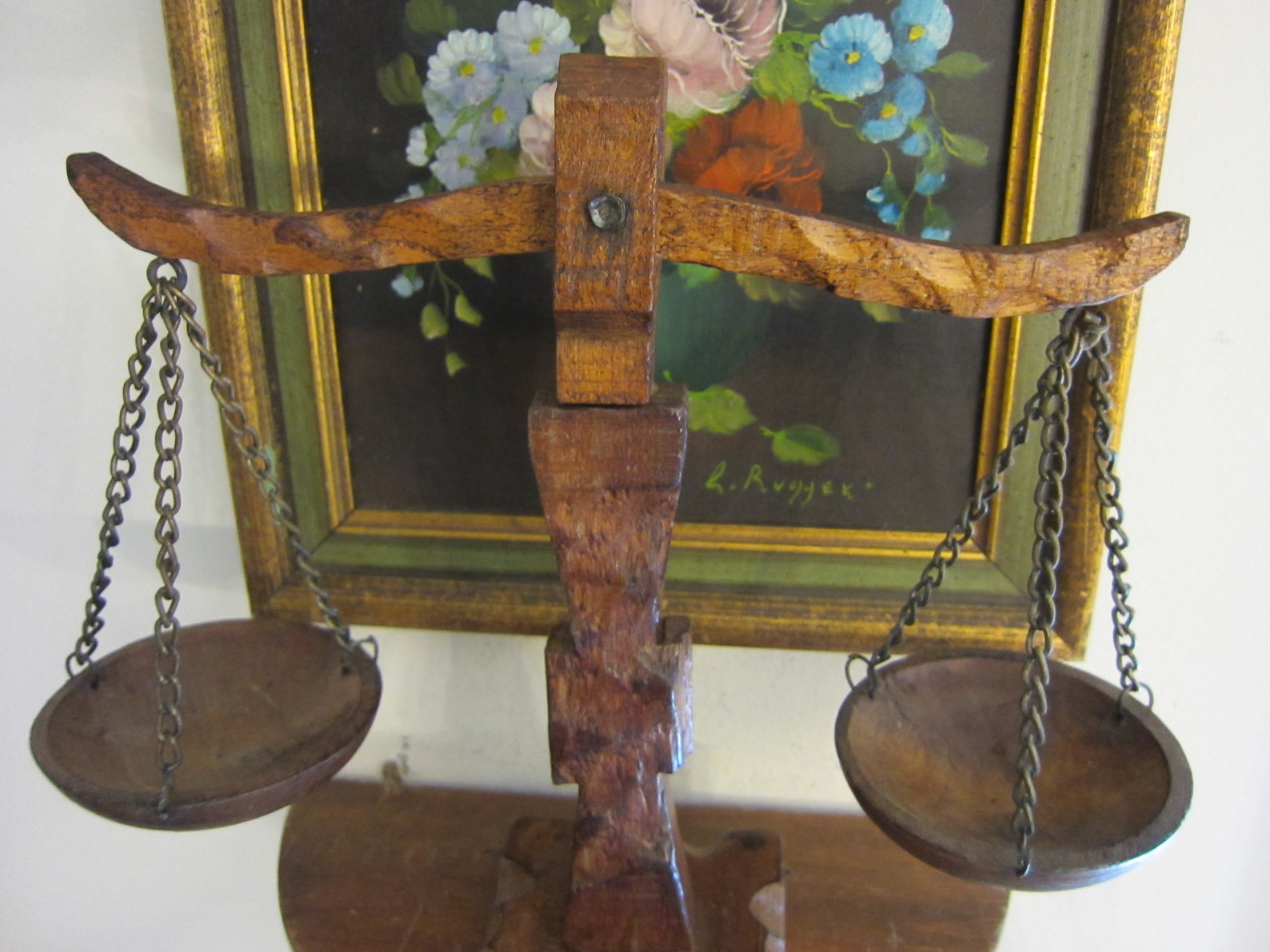 Vintage Mid Century Wood Balance Scale Etsy