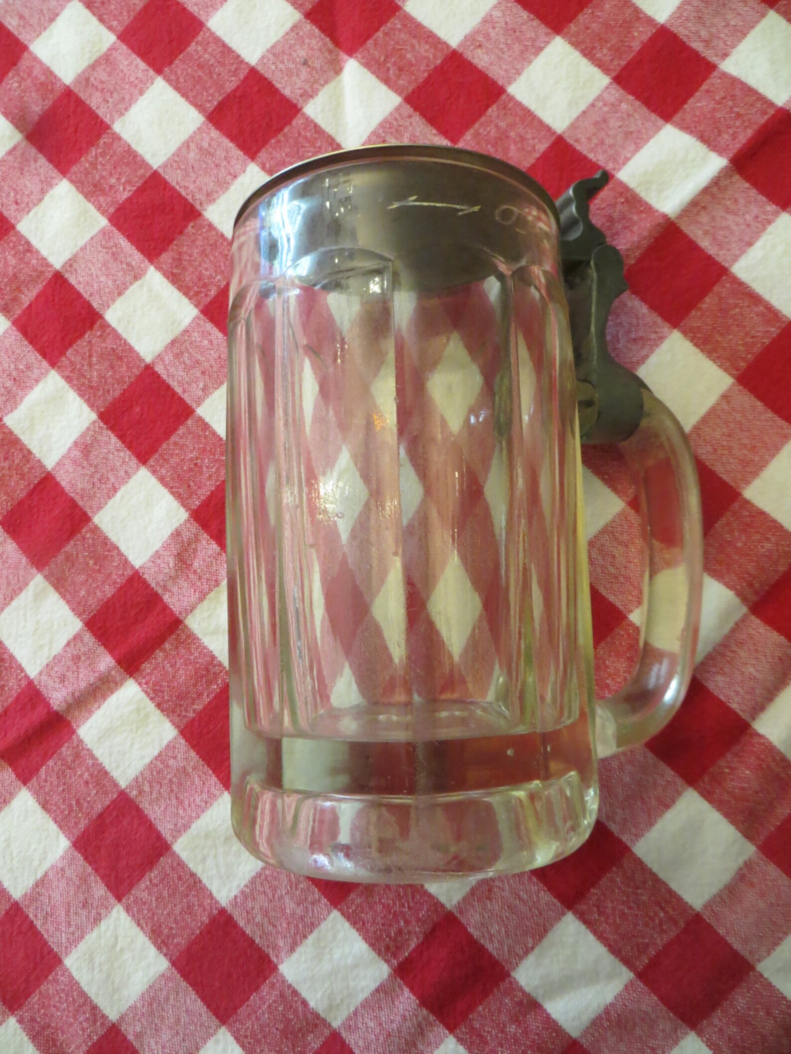 Old German Clear Glass Beer Stein Tankard Inscribed With Top Etsy