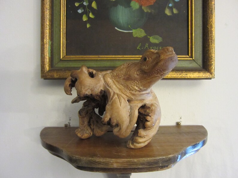 Driftwood Frog Sculpture 7 carved